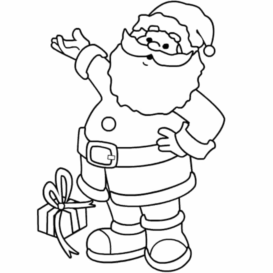Desenhos de Papai Noel e Caixa de Presente para colorir