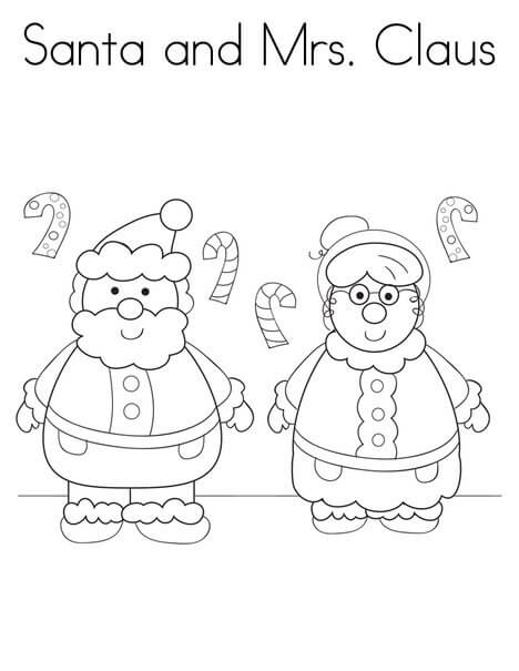 Desenhos de Papai Noel e Sra Noel para colorir