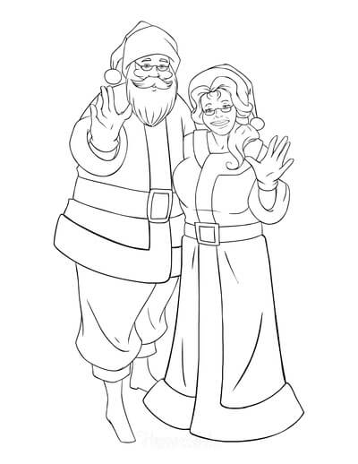 Desenhos de Papai Noel e sua Esposa para colorir
