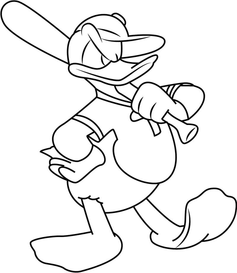 Desenhos de Pato Donald Jogando Beisebol para colorir
