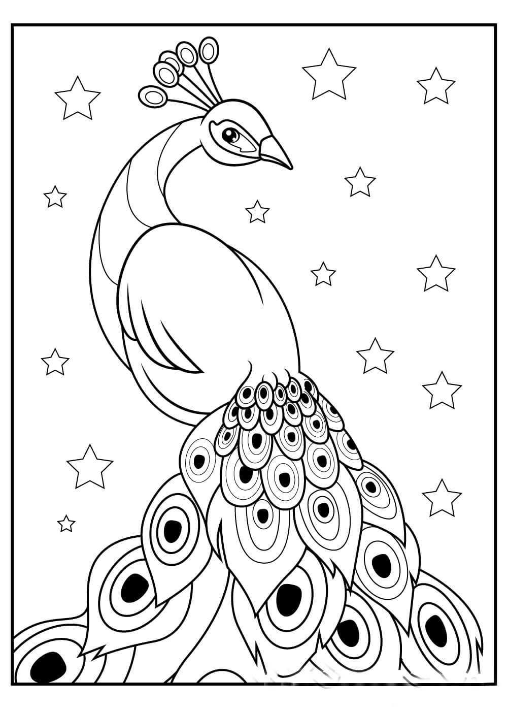 Desenhos de Pavão com Estrela para colorir