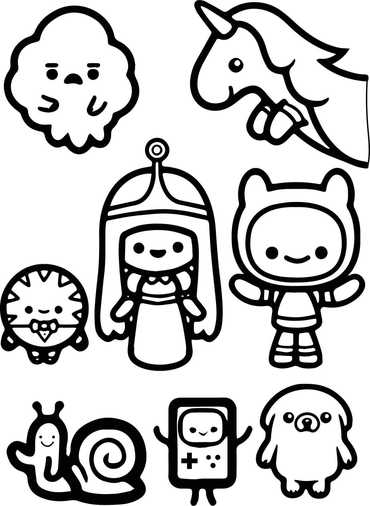 Desenhos de Personagens do Adventure Time Chibi para colorir