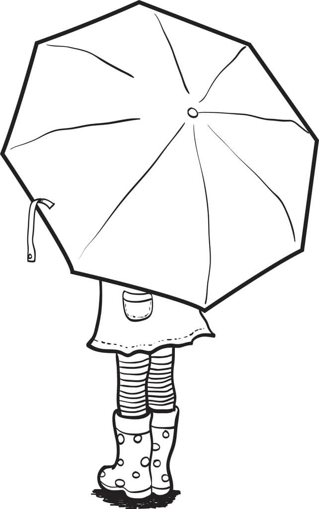 Desenhos de Pessoas segurando Guarda-chuva para colorir