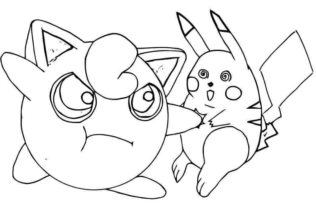 Desenhos de Pikachu e Jigglypuff para colorir