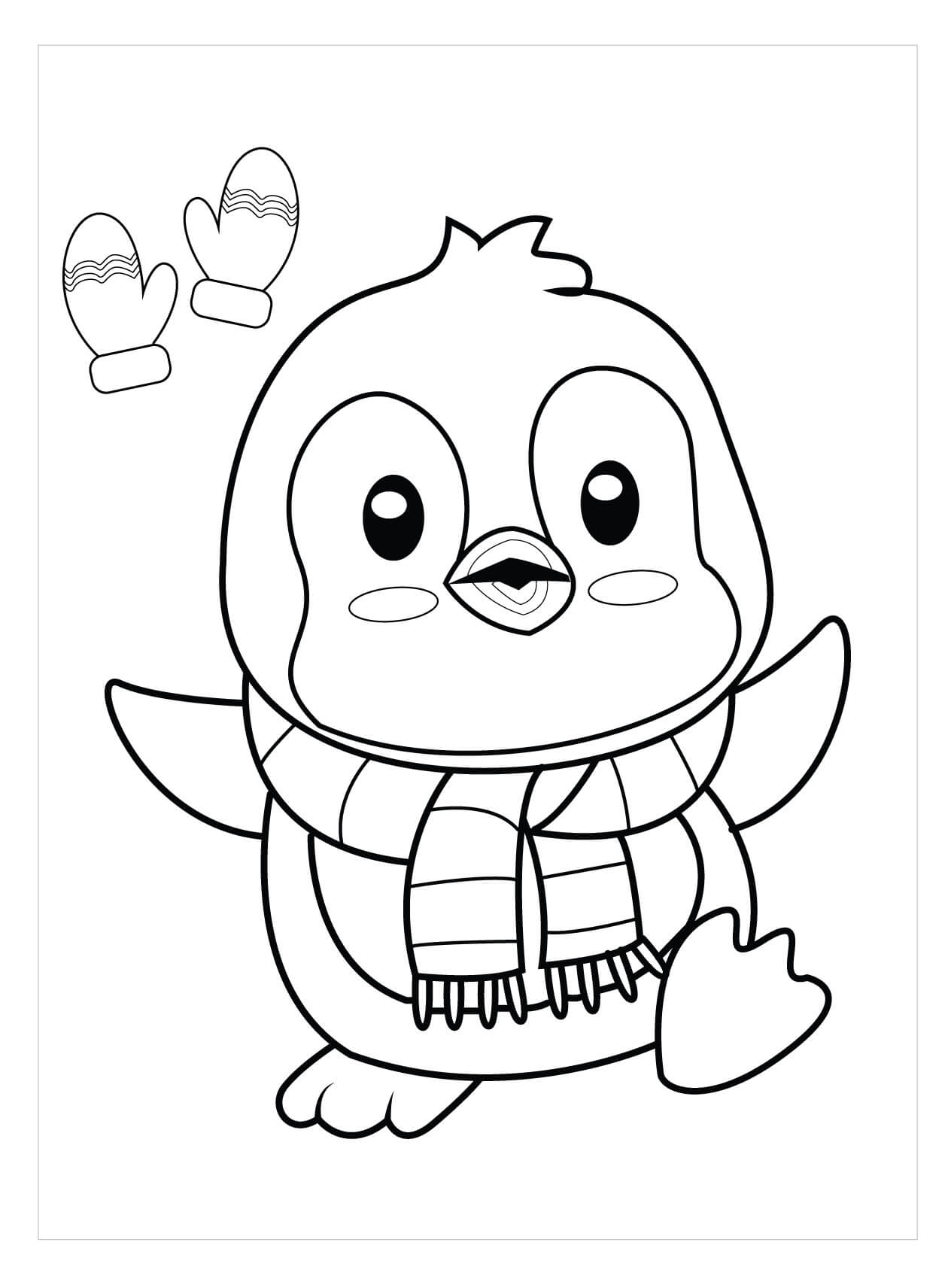 Desenhos de Pinguim Kawaii para colorir