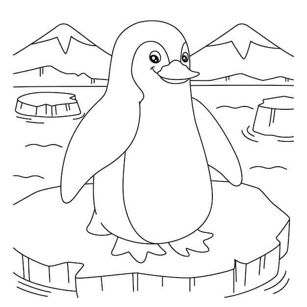 Pinguins no Gelo para colorir