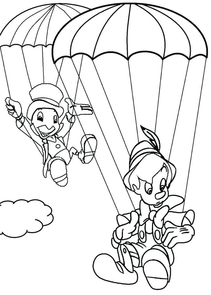 Pinóquio e Grilo Jiminy para colorir