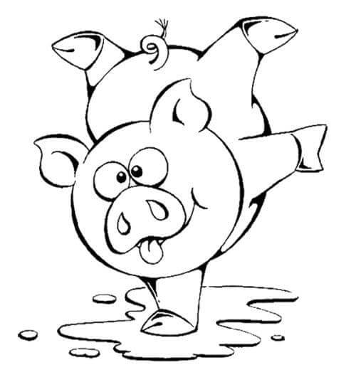 Desenhos de Porco se Divertindo para colorir