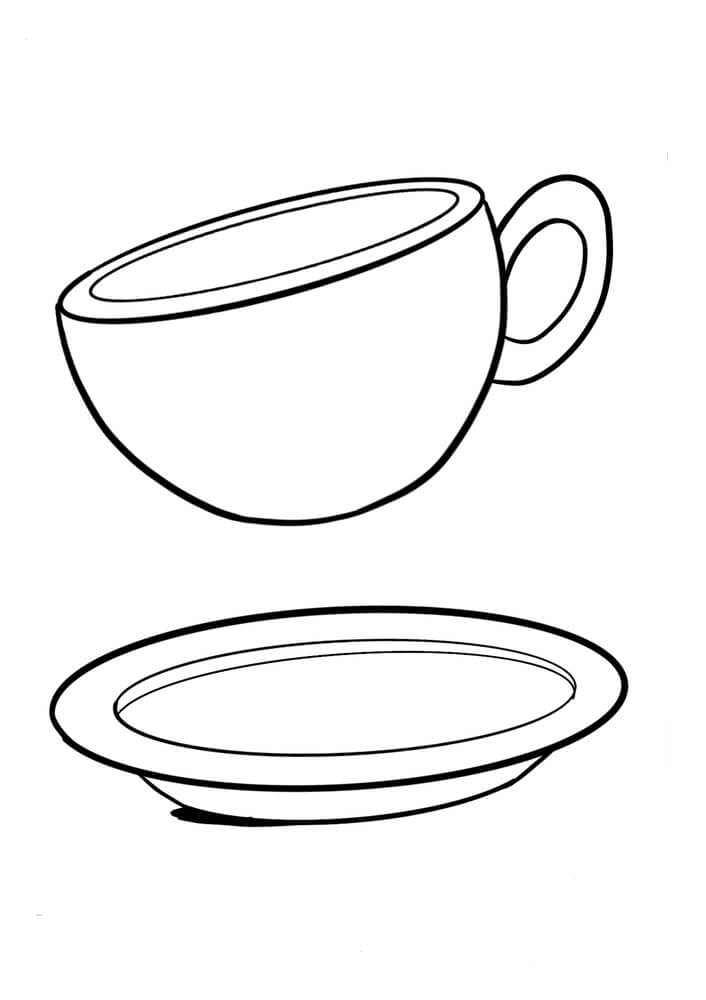 Prato E Chávena De Chá para colorir