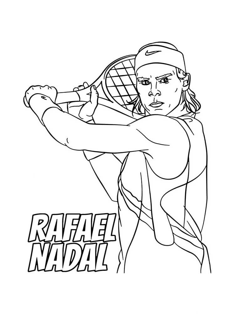 Rafael Nadal jogando Tênis para colorir