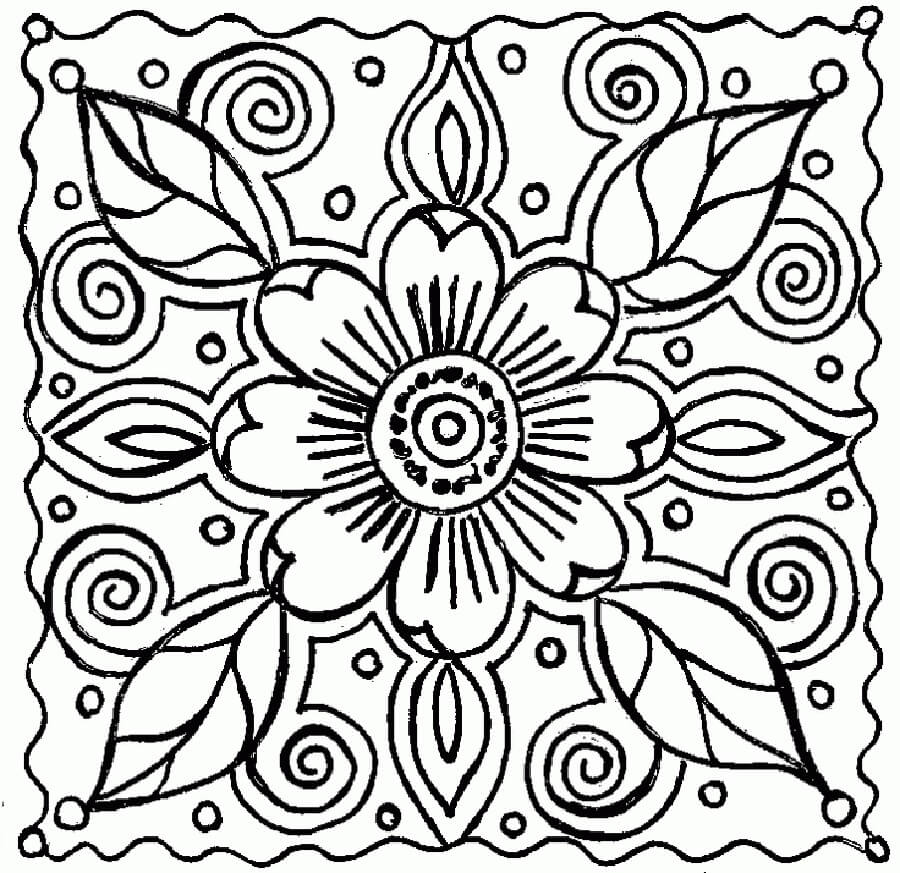 Desenhos de Resumo de Flores e Folhas para colorir