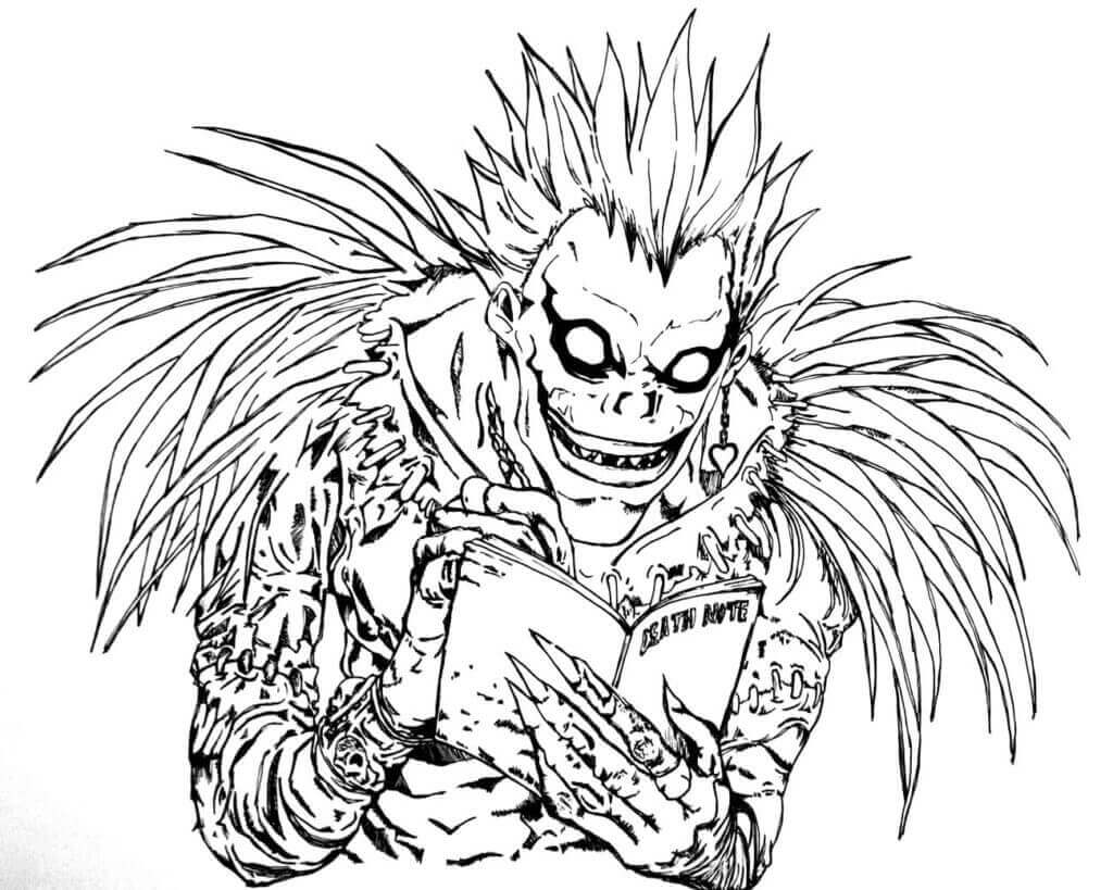 Ryuk com Death Note para colorir