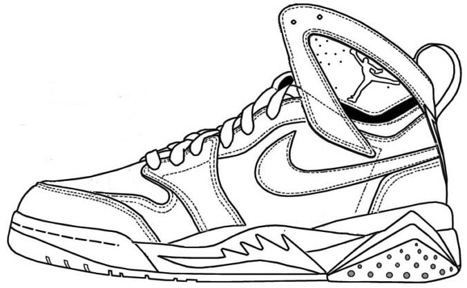 Desenhos de Sapatos Nike Jordan para colorir