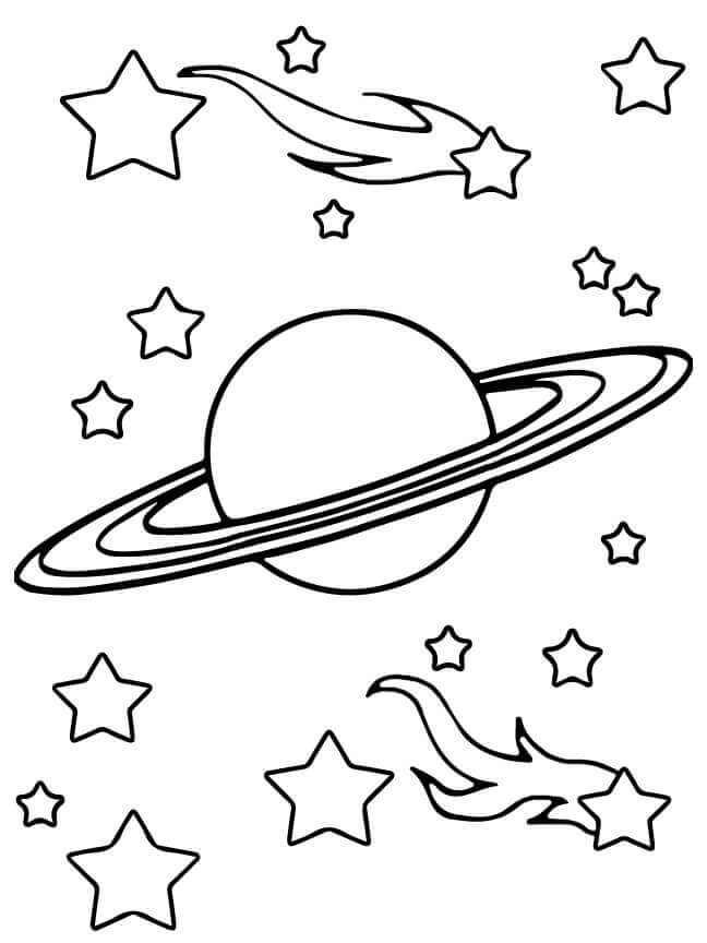 Saturno no Espaço para colorir