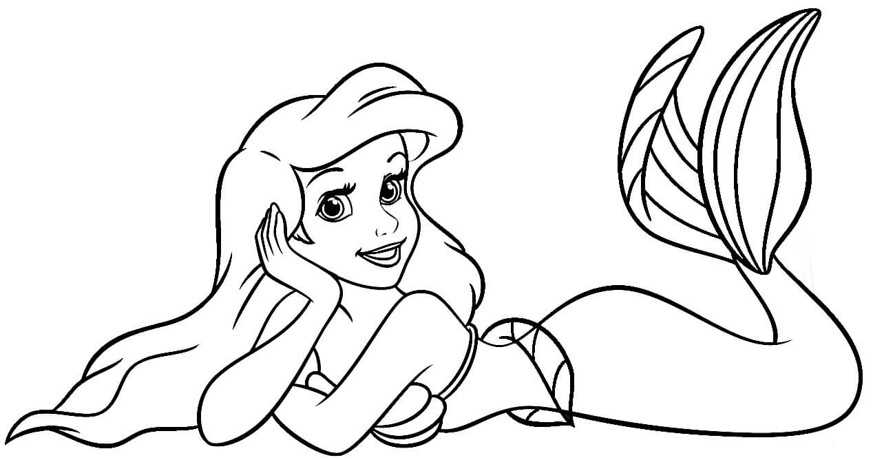 Desenhos de Sereia Ariel Deitada para colorir