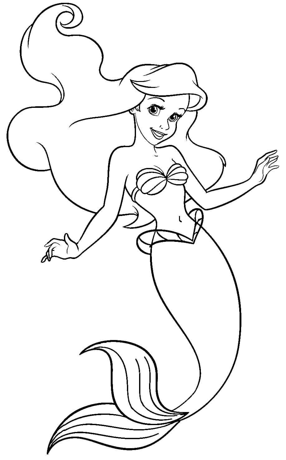 Desenhos de Sereia básica Ariel para colorir