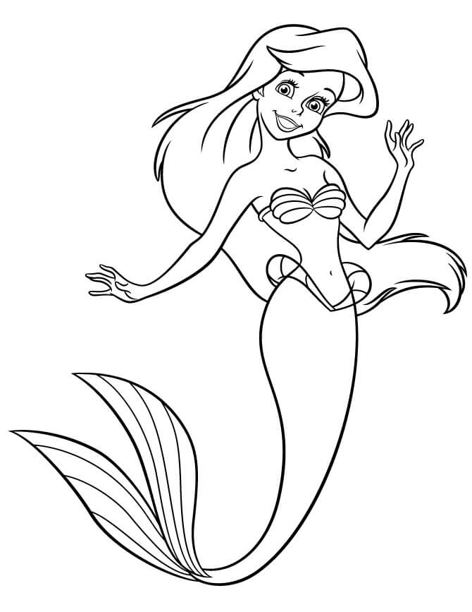 Sereia divertida Ariel para colorir