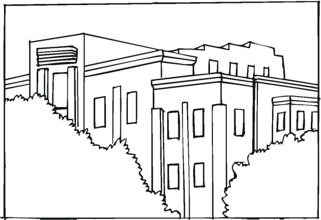 Desenhos de Telhado de Apartamento Moderno para colorir
