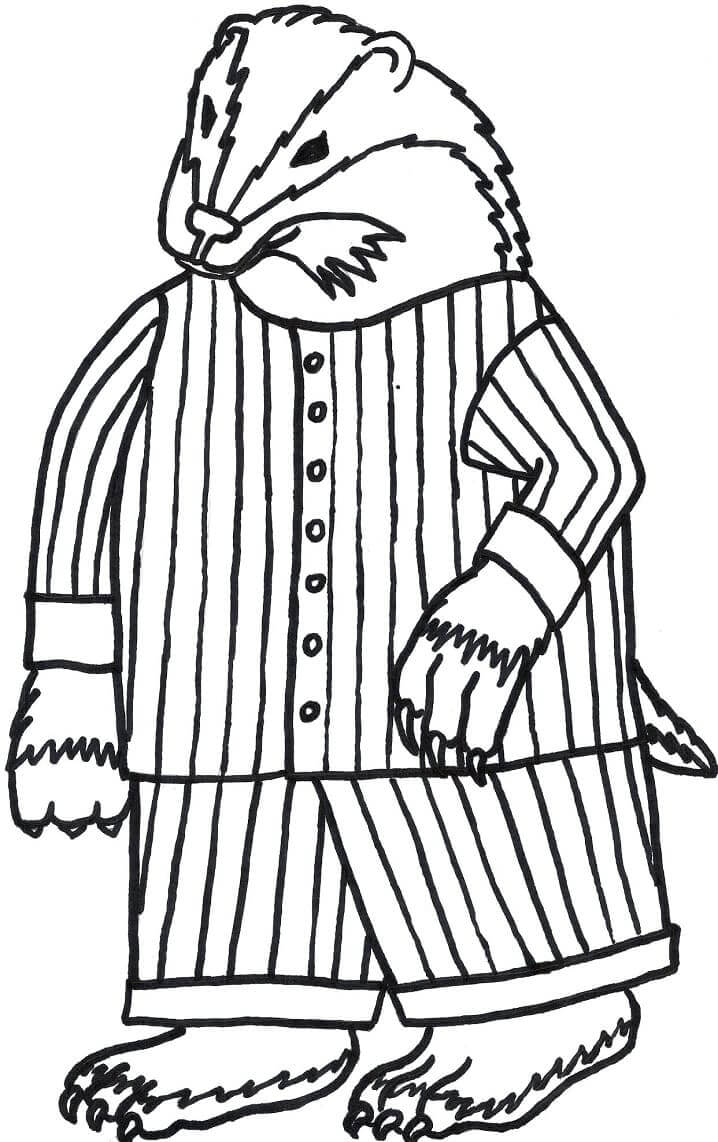 Desenhos de Texugo com Pijama para colorir