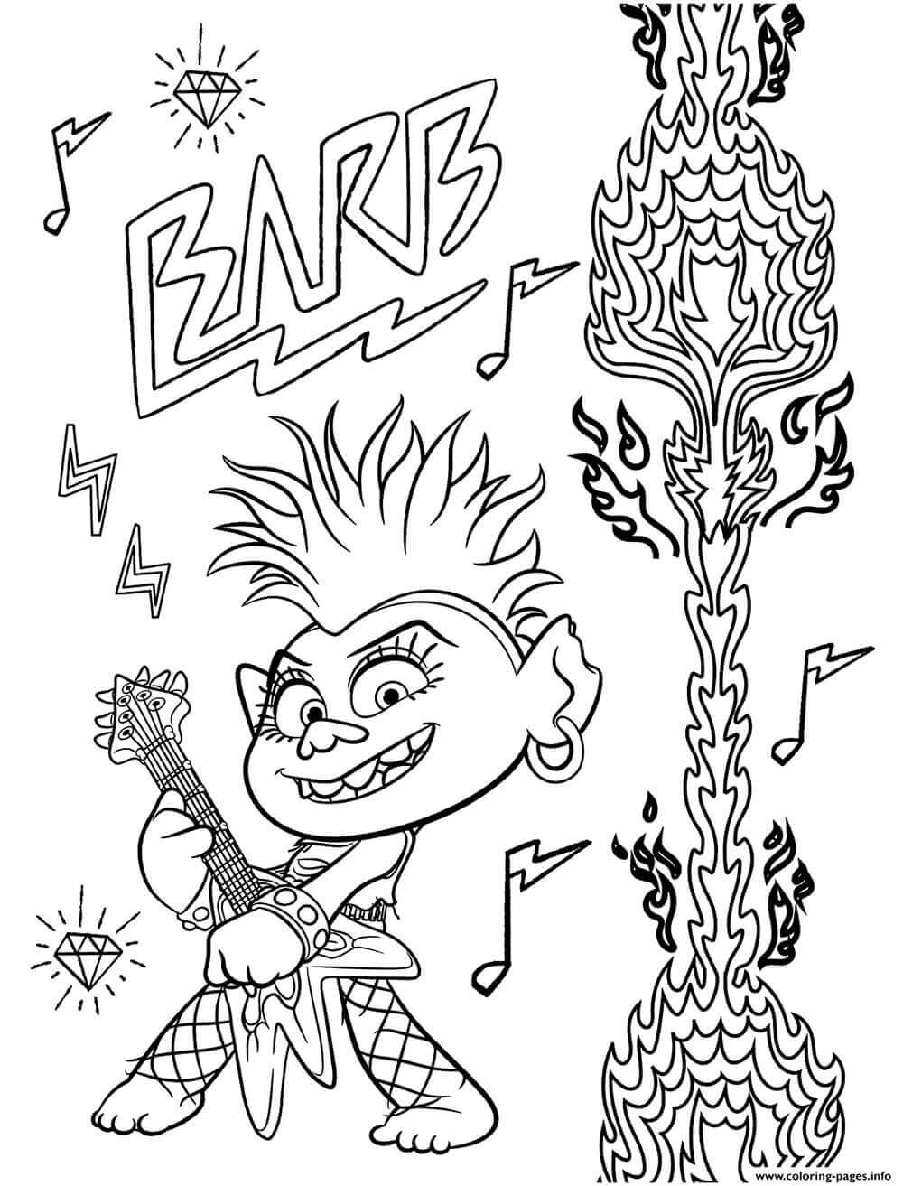 Desenhos de Trolls da Rainha Barb para colorir