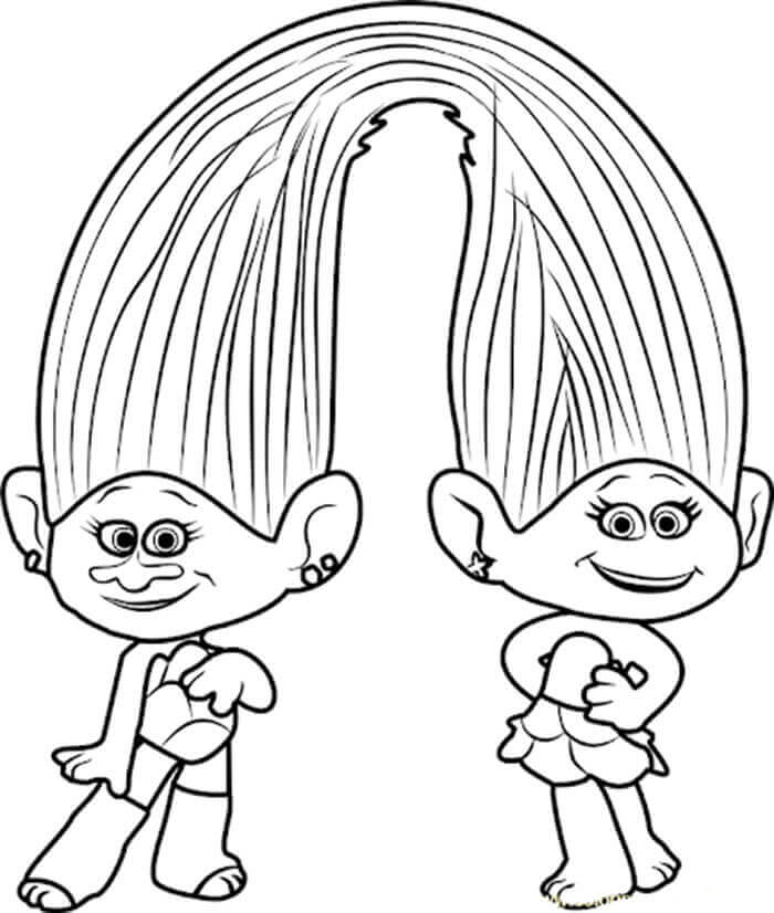 Desenhos de Trolls de Cetim e Chenille para colorir