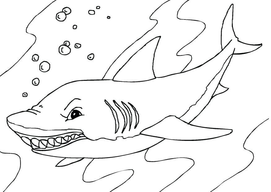 Tubarão de Desenho Animado para colorir