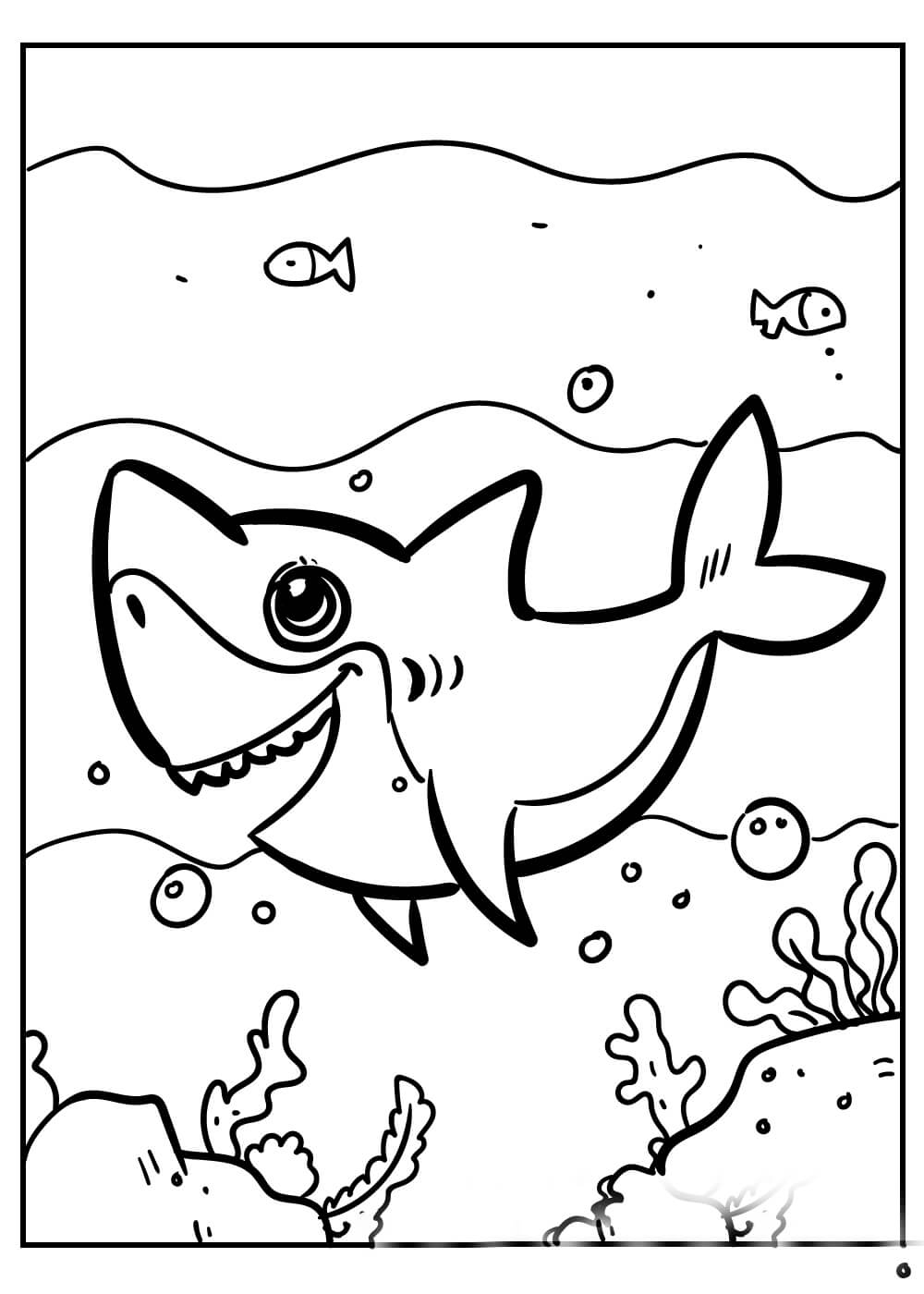 Tubarão Fofo para colorir