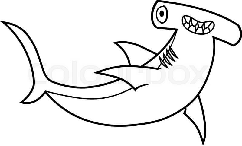 Desenhos de Tubarão Martelo Feliz para colorir