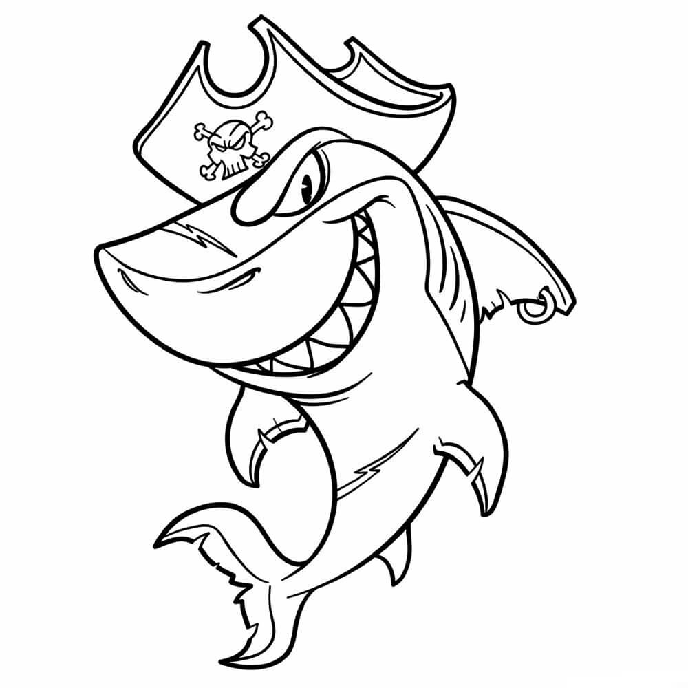 Desenhos de Tubarão Pirata para colorir