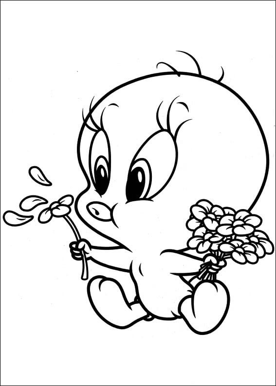 Desenhos de Tweety de Bebê Floral para colorir