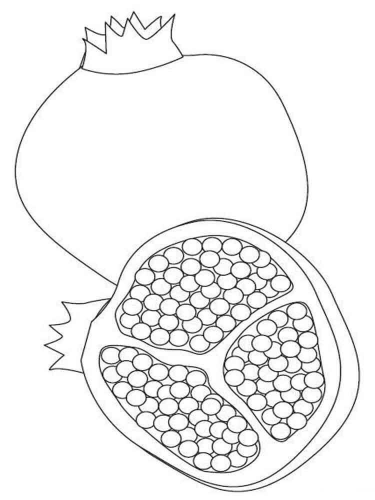 Desenhos de Uma Romã e meia Romã para colorir