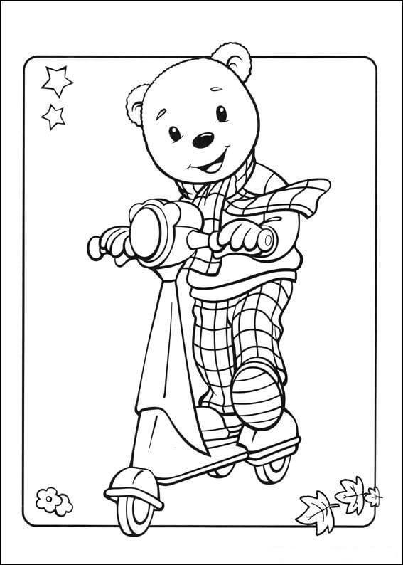 Urso de Trenó Rupert para colorir