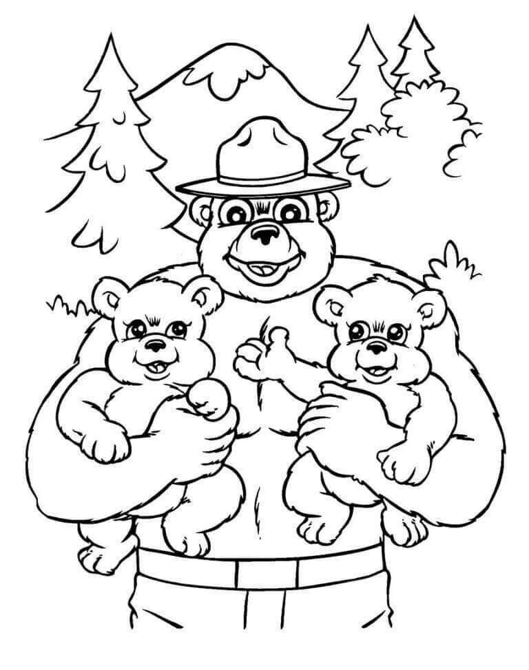 Urso Fumado e Dois Ursos para colorir