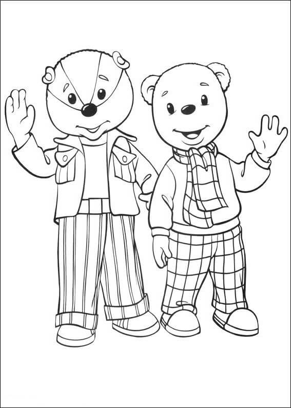 Urso Rupert e Amigo Engraçado para colorir