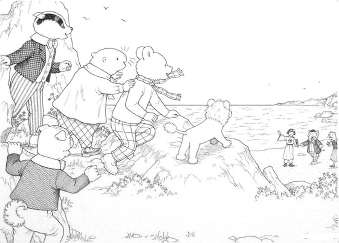 Desenhos de Urso Rupert e Amigo Feliz para colorir