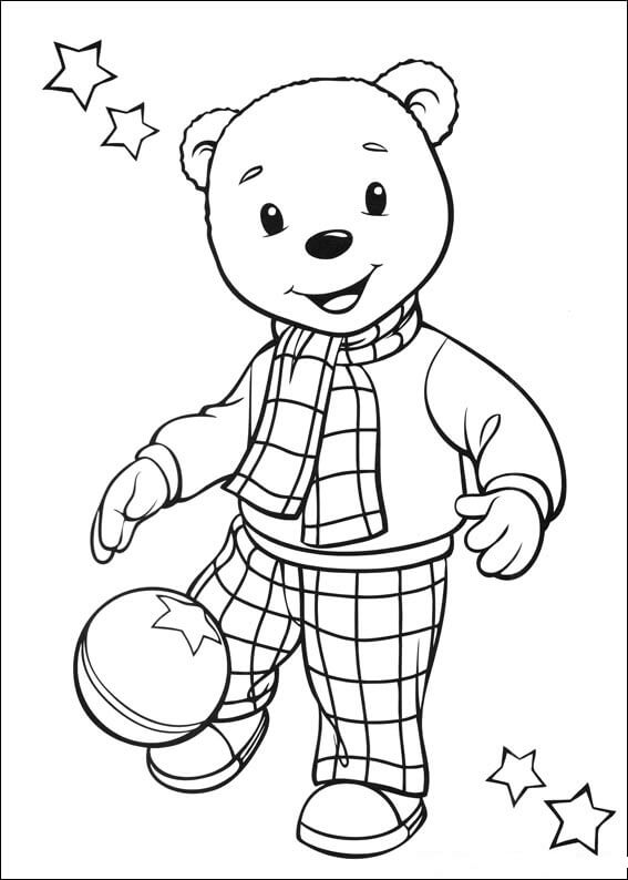 Desenhos de Urso Rupert Joga Bola para colorir