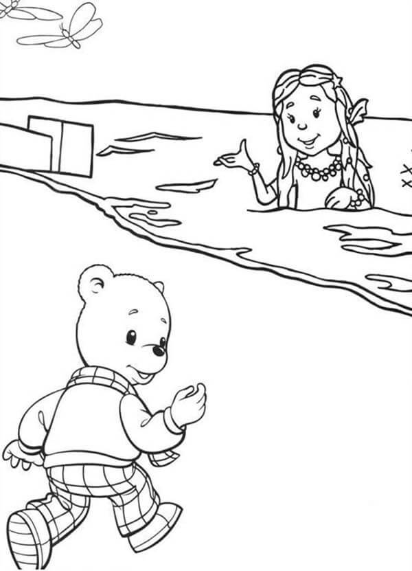 Desenhos de Urso Rupert vai Para a Praia para colorir