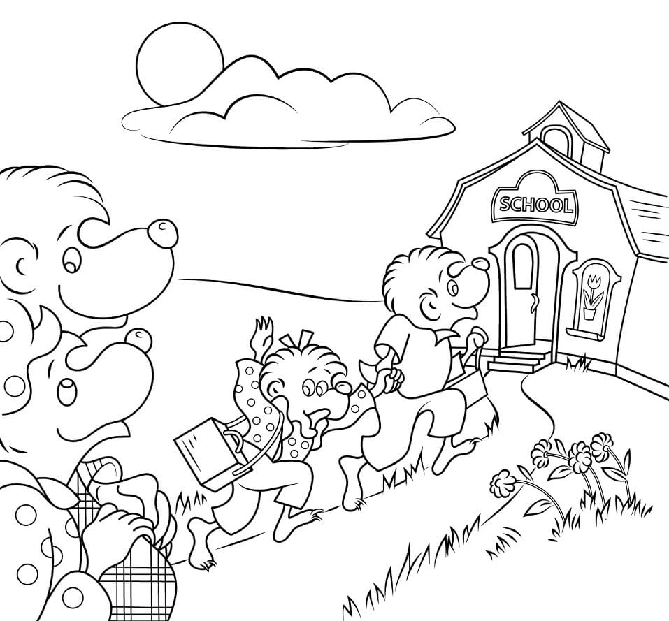 Desenhos de Ursos de Berenstain vão Para a Escola para colorir
