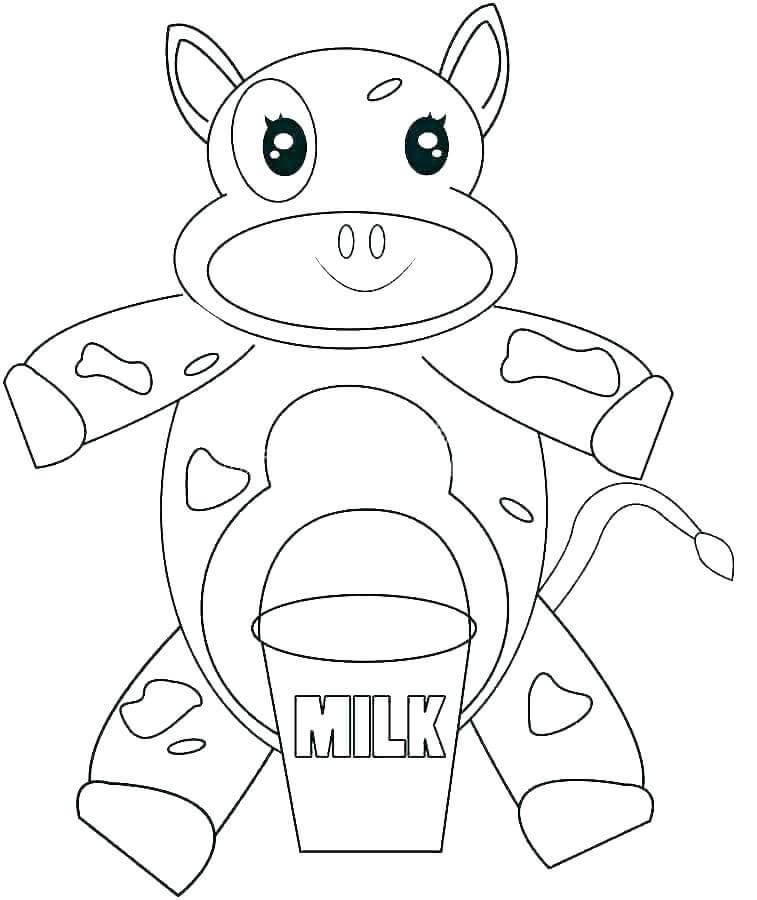 Desenhos de Vaca com Copo de Leite para colorir