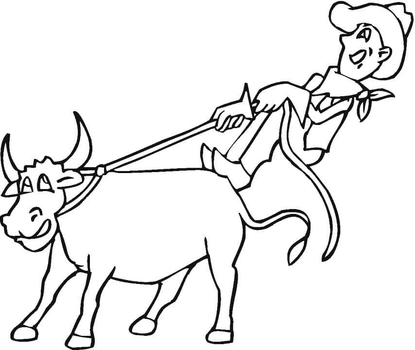 Desenhos de Vaqueiro e Vaca para colorir