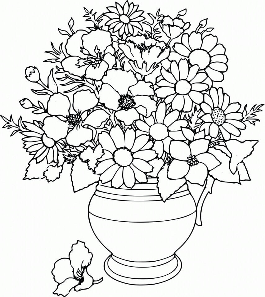 Vaso de Flores 1 para colorir