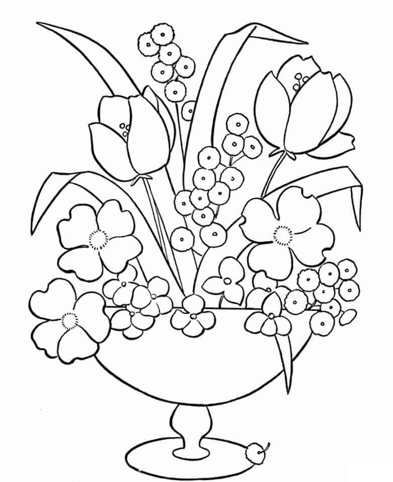 Vaso de Flores 4 para colorir