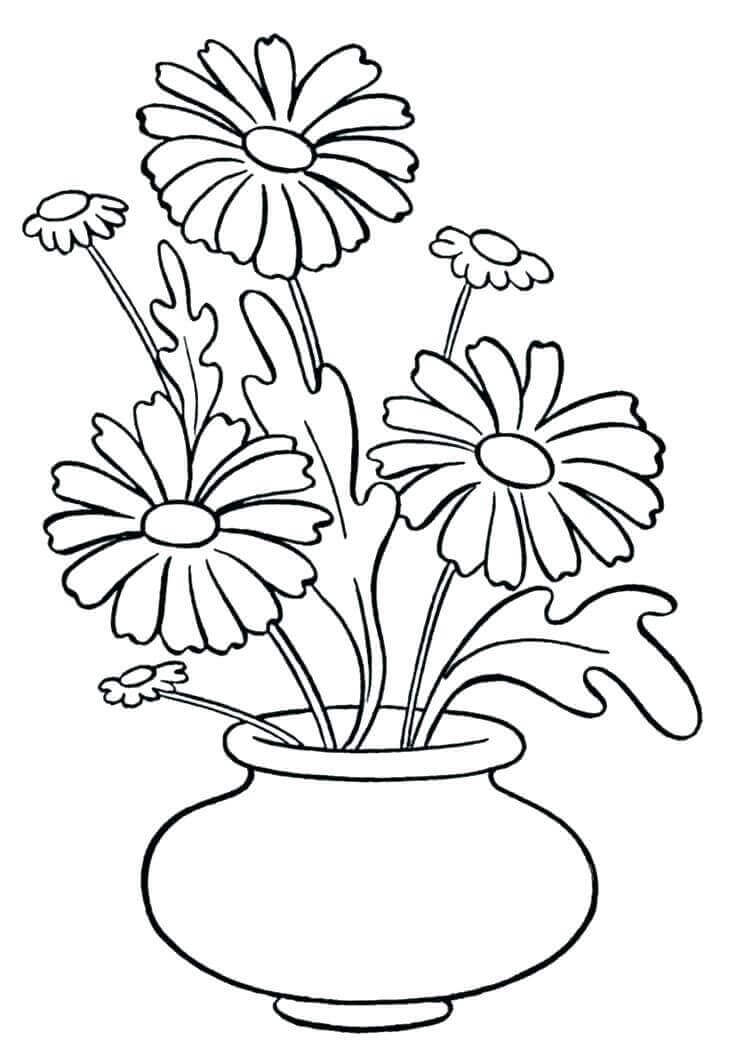 Vaso de Flores Básico para colorir