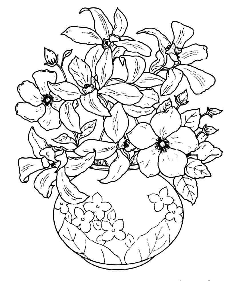Desenhos de Vaso de Flores Feito de Cerâmica para colorir