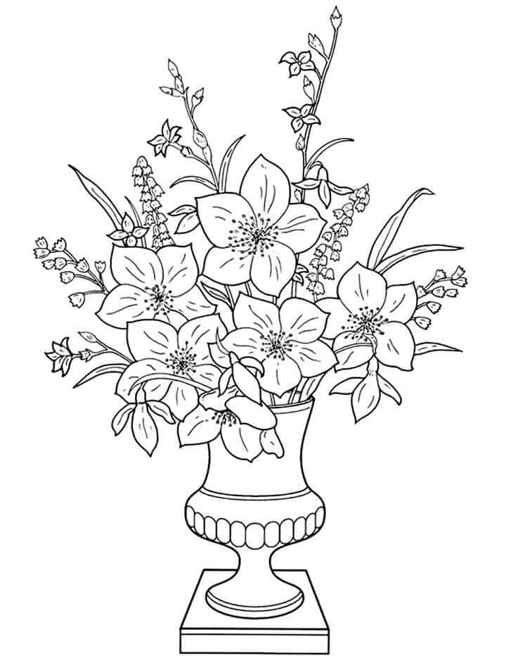 Desenhos de Vaso de Flores para Colorir