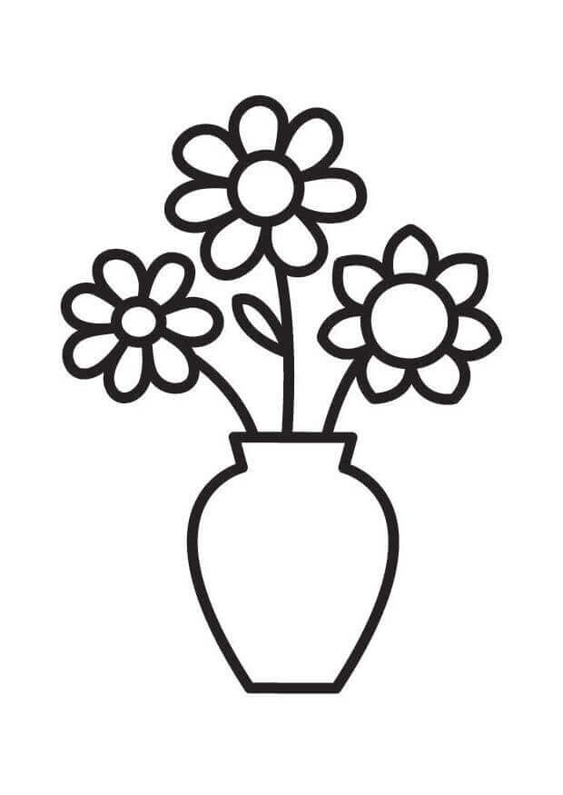 Vaso de Flores Simples para colorir