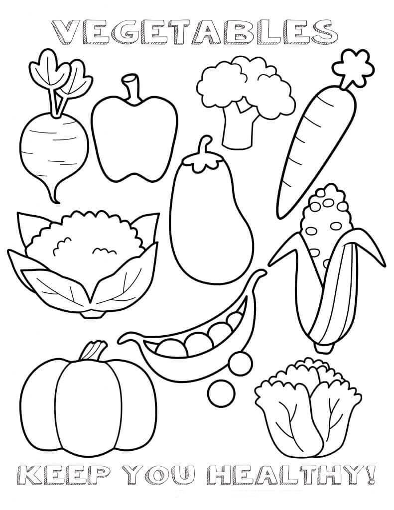 Desenhos de Vegetais Saudáveis para colorir