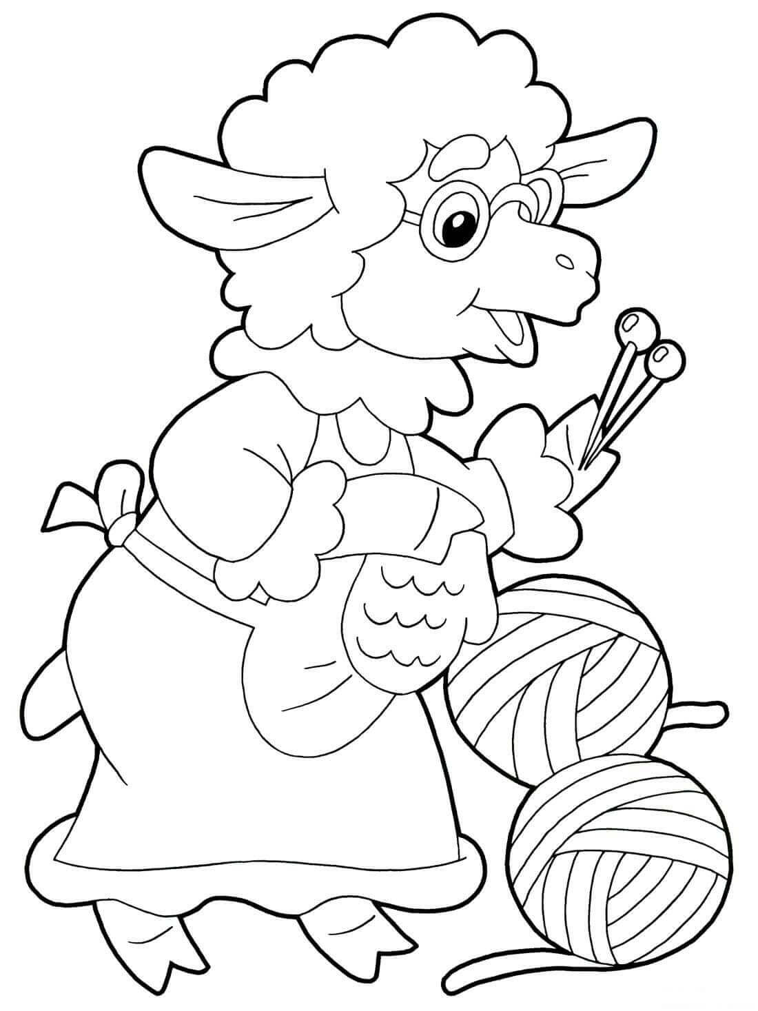 Desenhos de Vovó Ovelha para colorir