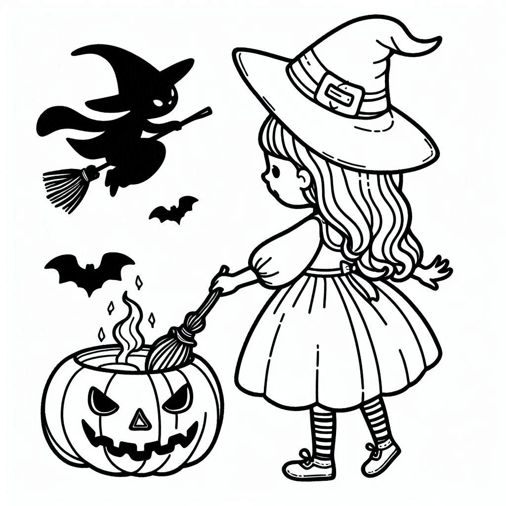 Desenhos de Bruxa incrível de Halloween para colorir