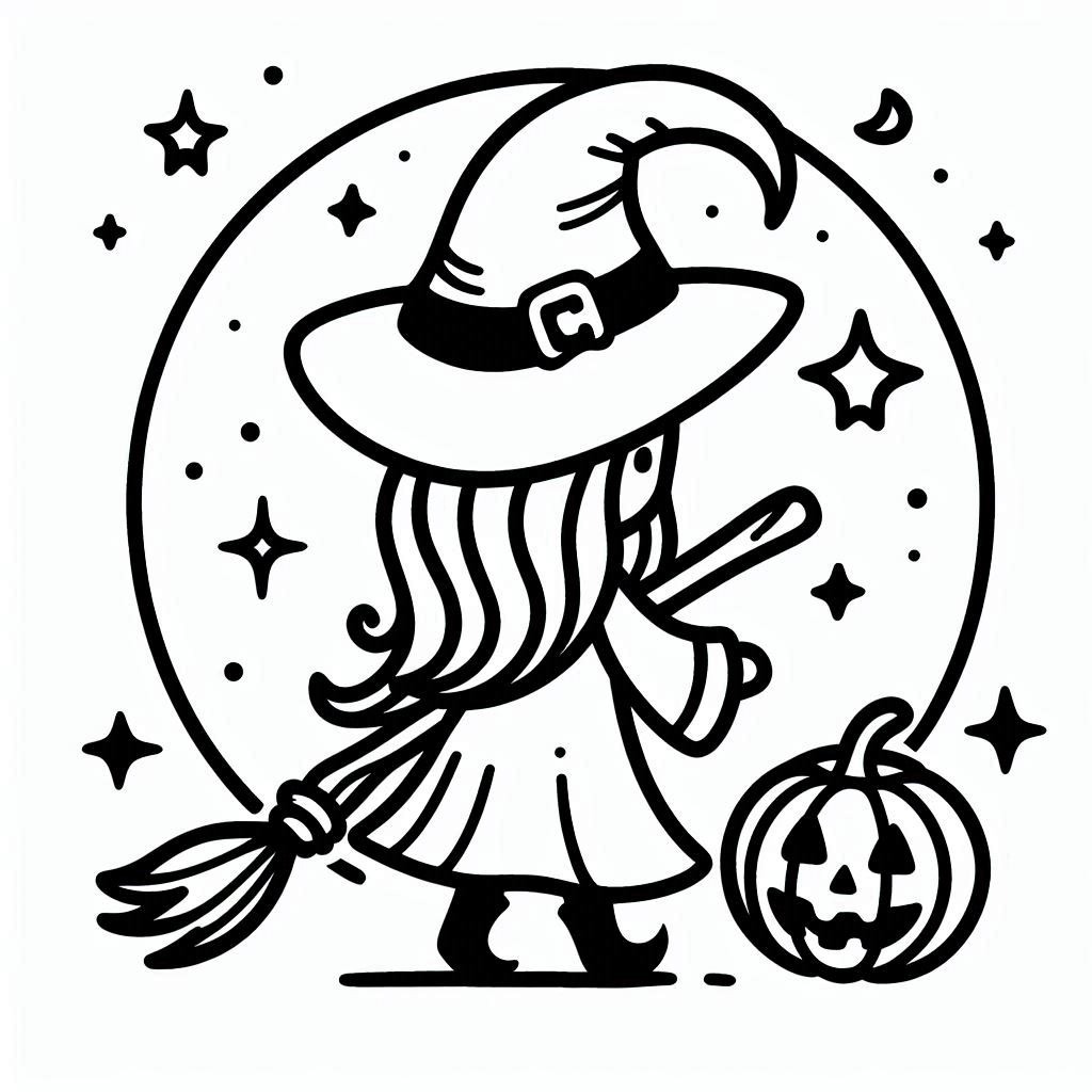 Desenhos de Desenhar Bruxa de Halloween para colorir